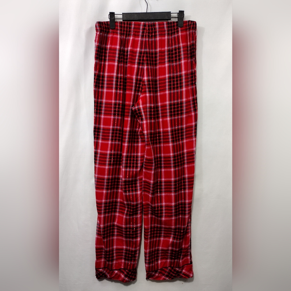 Victoria's Secret Flannel Long Pajama Set Women's M Red Black Holiday Retro Y2K - Picture 12 of 15